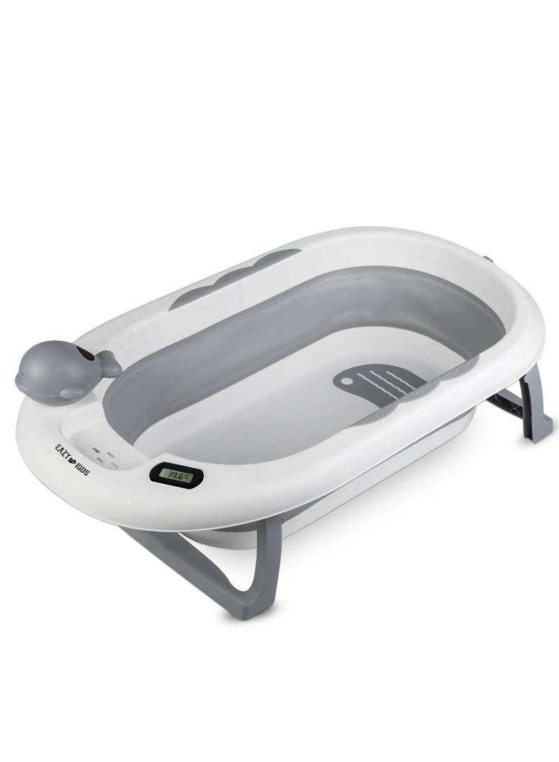 Eazy Kids حوض استحمام قابل للطي مع ميزان حرارة وكوب من إيزي كيدز - رمادي - Image 2