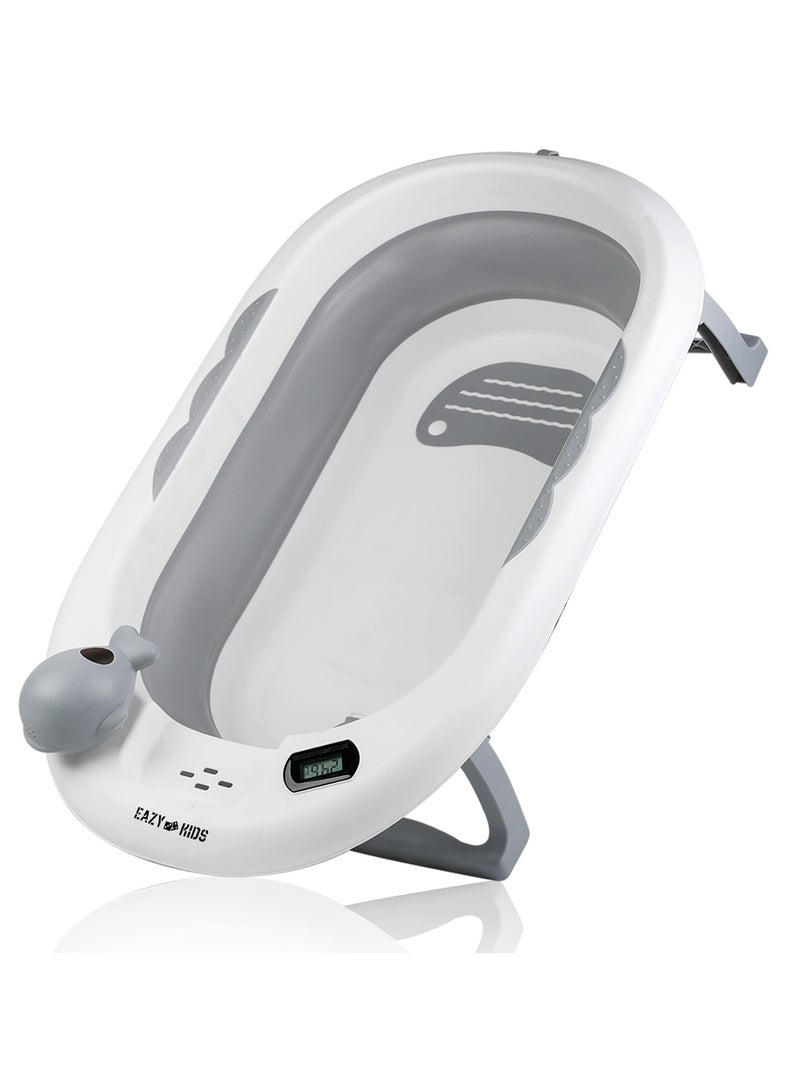 Eazy Kids حوض استحمام قابل للطي مع ميزان حرارة وكوب من إيزي كيدز - رمادي - Image 3