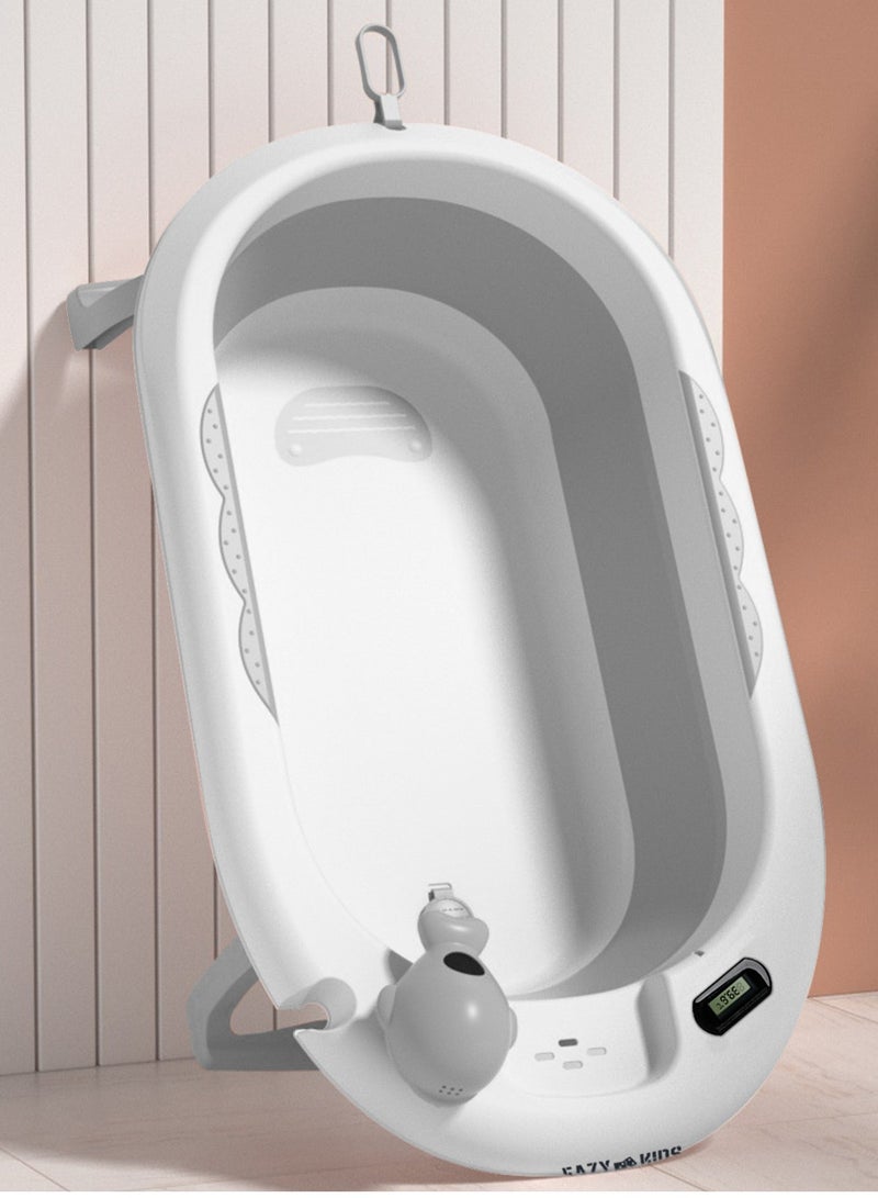Eazy Kids حوض استحمام قابل للطي مع ميزان حرارة وكوب من إيزي كيدز - رمادي - Image 4