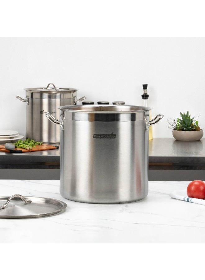 Restaurantware Met Lux 21 Quart Stock Pot, 1 Induction Ready Gumbo Pot - With Handles, Lid Sold Separately, Mirror-Finish Stainless Steel Stew Pot, For Cooking And Boiling Food, - Image 5