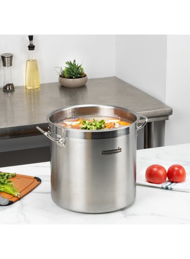 Restaurantware Met Lux 21 Quart Stock Pot, 1 Induction Ready Gumbo Pot - With Handles, Lid Sold Separately, Mirror-Finish Stainless Steel Stew Pot, For Cooking And Boiling Food, - Image 4