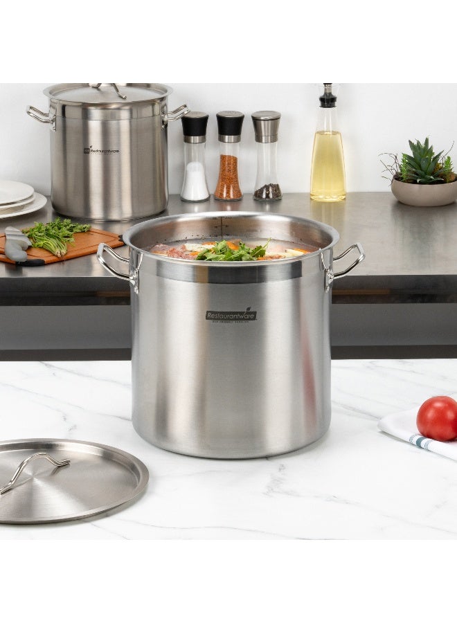 Restaurantware Met Lux 21 Quart Stock Pot, 1 Induction Ready Gumbo Pot - With Handles, Lid Sold Separately, Mirror-Finish Stainless Steel Stew Pot, For Cooking And Boiling Food, - Image 3