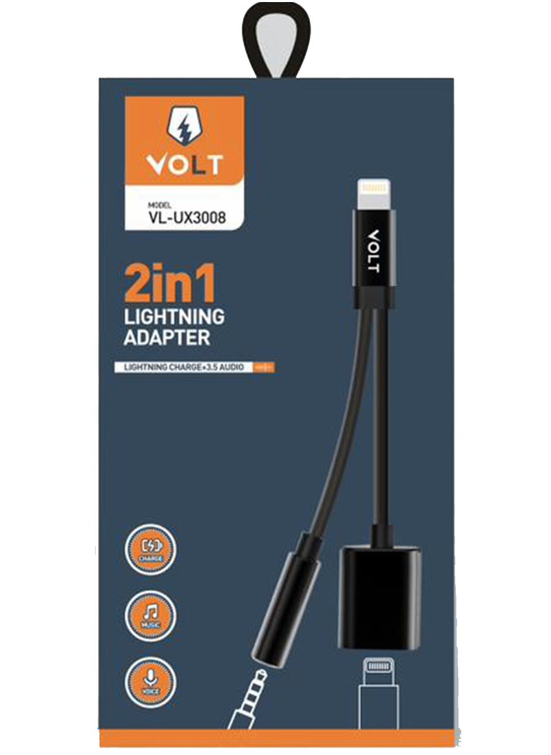 VOLT 2-in-1 Lightning Adapter Charging and Audio Cable VL-UX3008  - Image 1