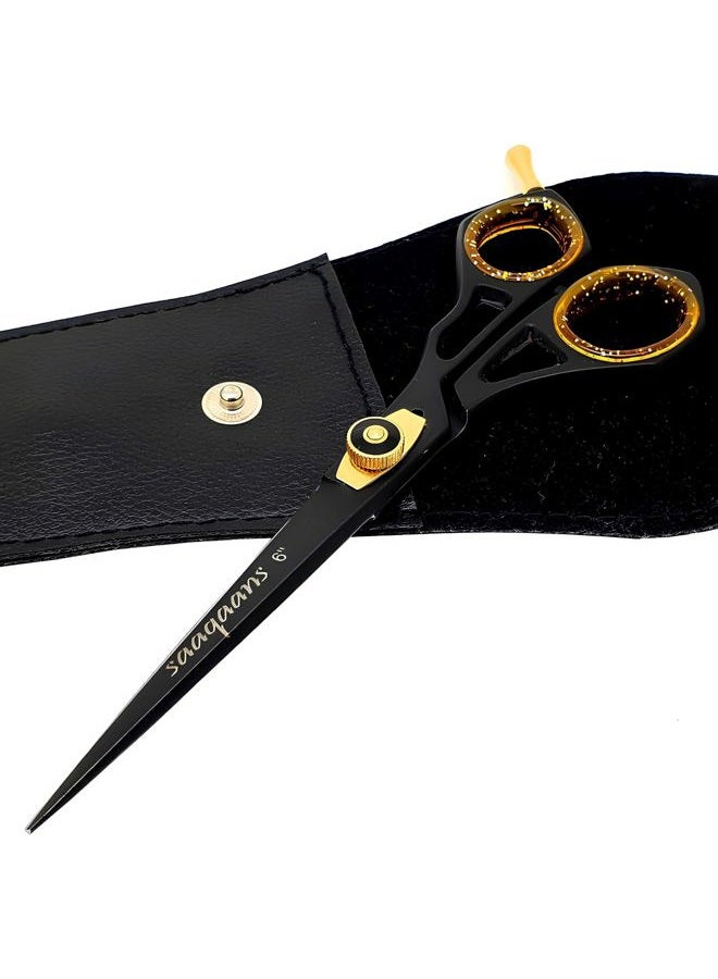 Saaqaans SQR-01 Professional Hairdressing Scissor - Perfect for Hair Salon/Barber/Hairdresser and Home use to Trim your Haircut/Beard/Moustache - Comes with Beautiful Black Pouch/Case - Image 1