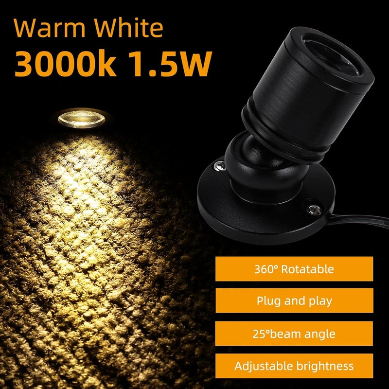 YaeCCC Dimmable LED Mini Spotlight Jewelry Showcase Display Lights Black Shell Surface Mount (Pack-6,Warm White 3000k) - Image 4