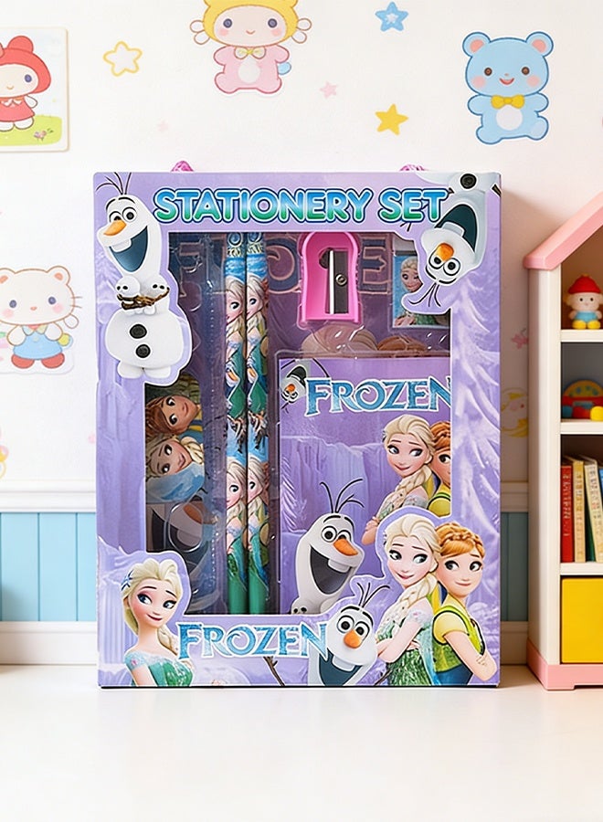 Frozen Elsa Frozen Themed Student Stationery Set, School Supplies Gift Box for Primary School Students, Includes Pencils/Erasers/Pencil Sharpeners/Ruler/Notebook, Perfect Back to School u0026 Birthday Gift - Image 4