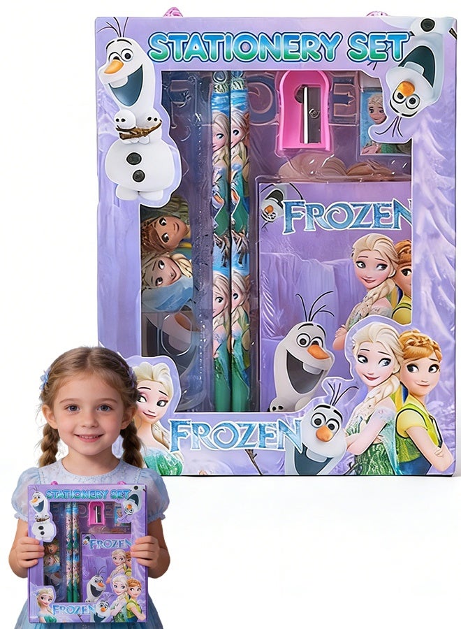 Frozen Elsa Frozen Themed Student Stationery Set, School Supplies Gift Box for Primary School Students, Includes Pencils/Erasers/Pencil Sharpeners/Ruler/Notebook, Perfect Back to School u0026 Birthday Gift - Image 1