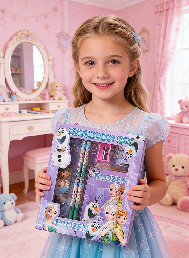 Frozen Elsa Frozen Themed Student Stationery Set, School Supplies Gift Box for Primary School Students, Includes Pencils/Erasers/Pencil Sharpeners/Ruler/Notebook, Perfect Back to School u0026 Birthday Gift - Image 3