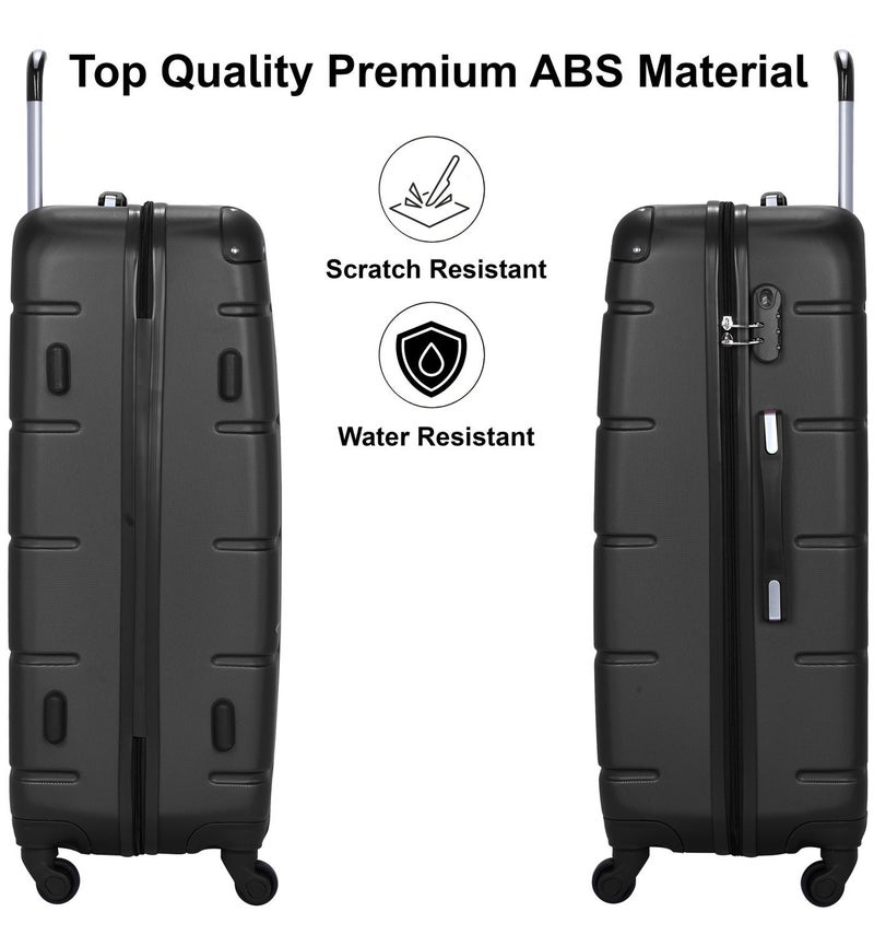 SENATOR Hard Case Travel Bag Large Checked Luggage Trolley ABS Lightweight Suitcase with 4 Spinner Wheels A1012, Black - Image 3