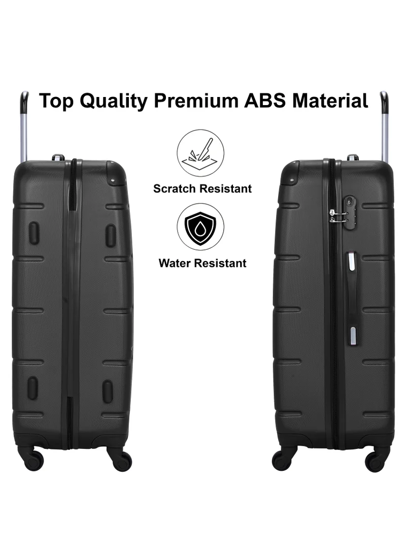 Senator Black Hard Case Travel Bag Large Checked Luggage Trolley ABS Lightweight Suitcase with 4 Spinner Wheels A1012, Black  | Best Price UAE