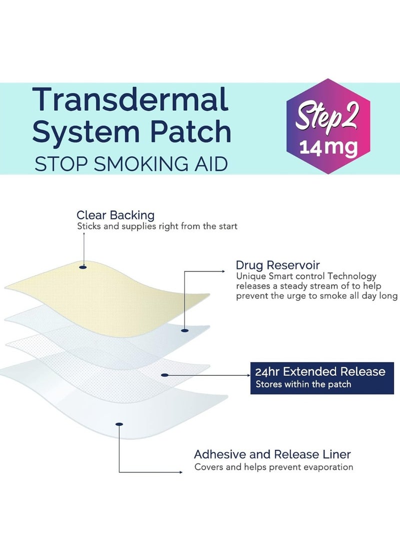Sefudun - 30 Count Quit Smoking Patches Step 2 Smoking Aid to Quit Smoking Delivered Over 24 Hours Transdermal System Long-Lasting Quit Patches for Stop Smoking Aids Easy and Effective Anti Stickers 14mg - Image 1