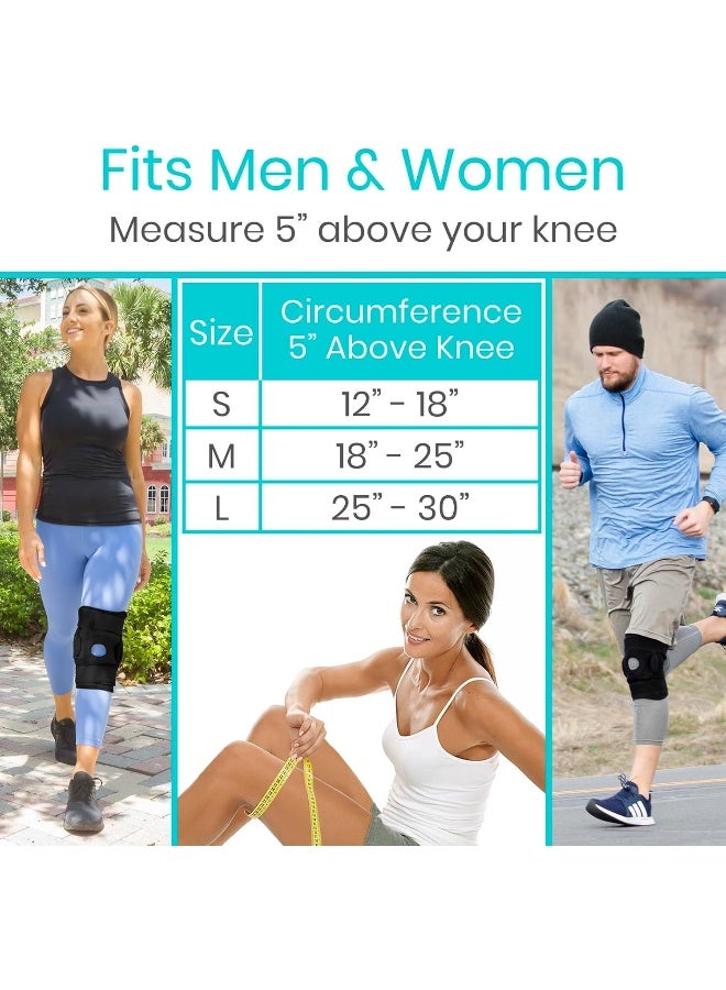 Vive Hinged Knee Brace Adjustable Open Patella Support For Swollen Acl Tendon Liga T And Iscus Injuries Athletic Compression For Running And Arthritic Joint Problems Pack of 1 Black - Image 3