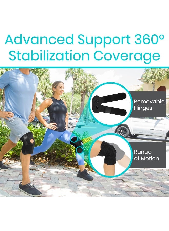 Vive Hinged Knee Brace Adjustable Open Patella Support For Swollen Acl Tendon Liga T And Iscus Injuries Athletic Compression For Running And Arthritic Joint Problems Pack of 1 Black - Image 2