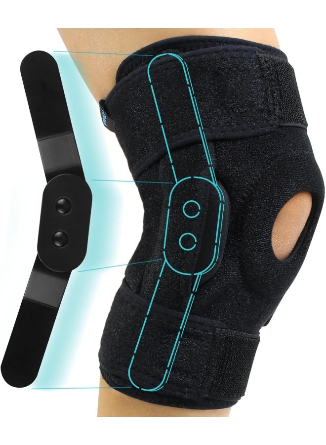Vive Hinged Knee Brace Adjustable Open Patella Support For Swollen Acl Tendon Liga T And Iscus Injuries Athletic Compression For Running And Arthritic Joint Problems Pack of 1 Black - Image 1
