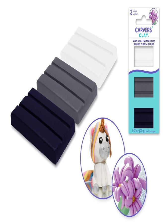 Multicraft Carvers' Oven Bake Polymer Clay - 2.1 Oz - Black, White, and Gray - Image 2