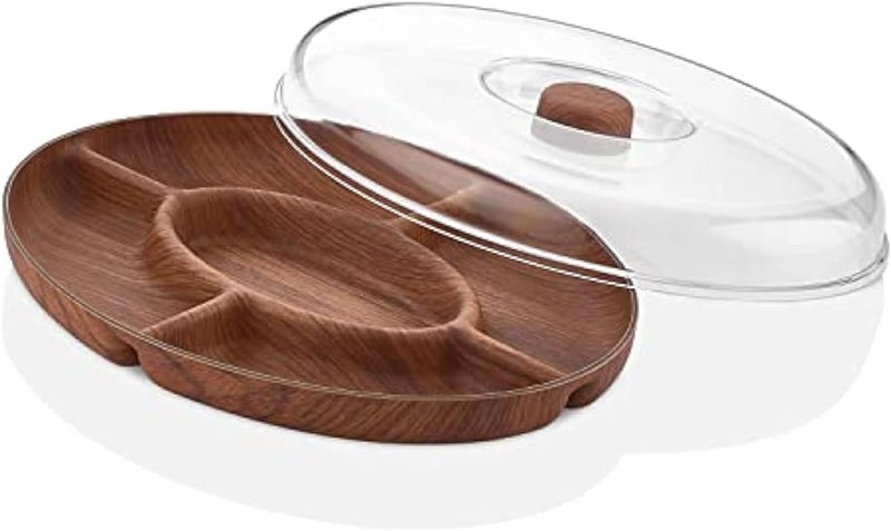 Evelin Nuts and Breakfast Serving Tray, Divided Snack Tray, Nut Bowl Nut Serving Platter, Nut Bowls for Parties Snack Organizer Wooden Serving Trays., Brown, 10327M - Image 1
