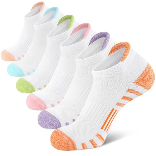 Airacker Athletic Running Ankle Cotton Socks, Low Cut Cushioned Performance Anti-Blister Tab Sports Socks for Men Women 6 Pairs - Image 1