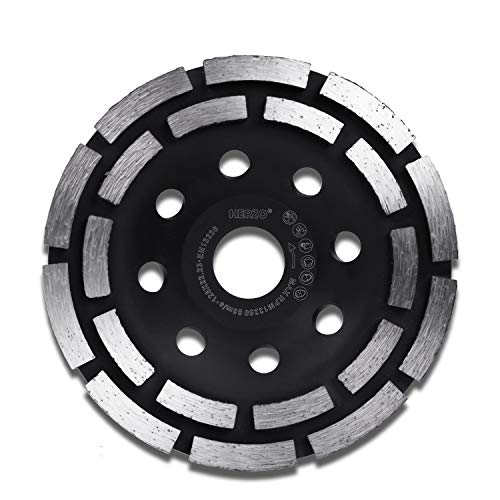 HERZO Diamond Concrete Grinding Wheel 5 inch,Double Row Diamond Cup Wheel for Polishing and Cleaning Stone Concrete Surface, Cement, Marble, Rock, Granite, and Thinset Removing - Image 1