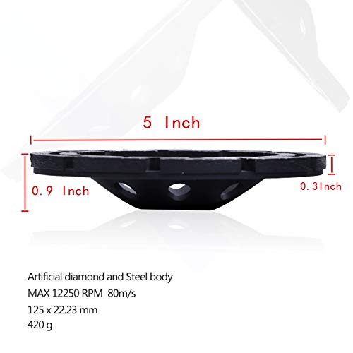 HERZO Diamond Concrete Grinding Wheel 5 inch,Double Row Diamond Cup Wheel for Polishing and Cleaning Stone Concrete Surface, Cement, Marble, Rock, Granite, and Thinset Removing - Image 3