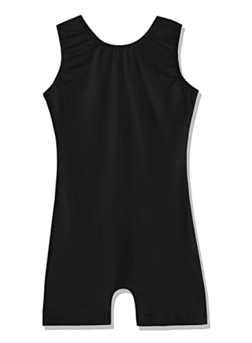 EQSJIU Kids Gymnastics Leotards For Girls With Shorts Black Pure Tumbling Outfits For Girls Primary School Class 7-8 Years - Image 1