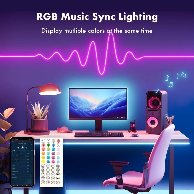 5 Meter Smart Neon Strip Lights Neon Rope Lights RGB LED Strip Lights App Control Smart Neon Strip Lights Music Sync RGB Lights Multicolor LED Lights  - Image 4