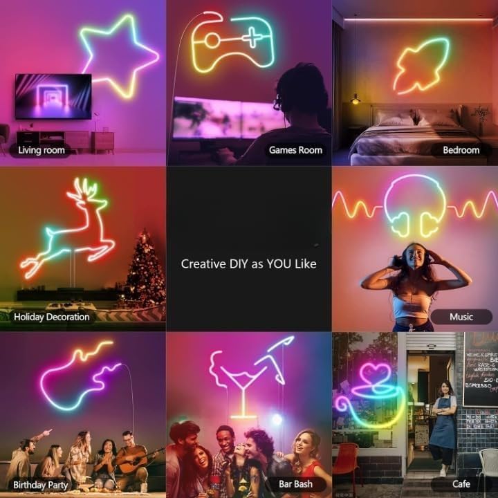 5 Meter Smart Neon Strip Lights Neon Rope Lights RGB LED Strip Lights App Control Smart Neon Strip Lights Music Sync RGB Lights Multicolor LED Lights  - Image 2
