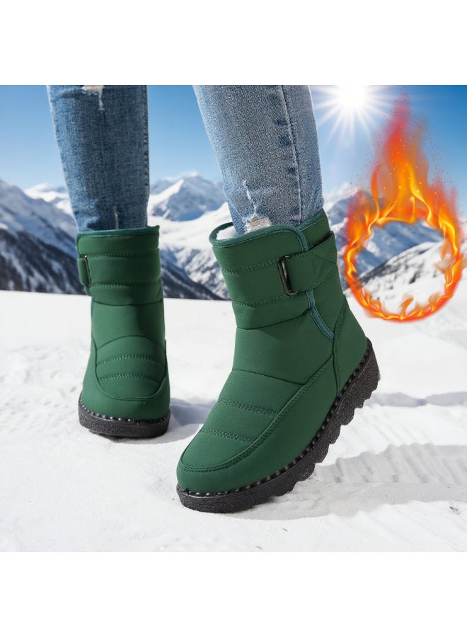 Snow Boots For Women In Winter Large Size Women's Boots Fleece-lined Thickeneded Cotton Boots Polyurethane Boots High-top Thick-soled Cotton Shoes