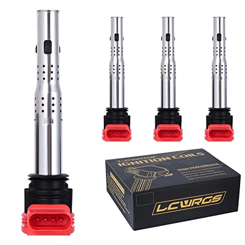 مجموعة من 4 لفائف إشعال تناسب 20T أودي A4 A6 فولكس فاجن VW CC باسات GTI 2008 2009 2010 2011 2012 2013 2014 2015 2016 20 حزمة لفائف تستبدل 06E905115E 06H905115B UF529