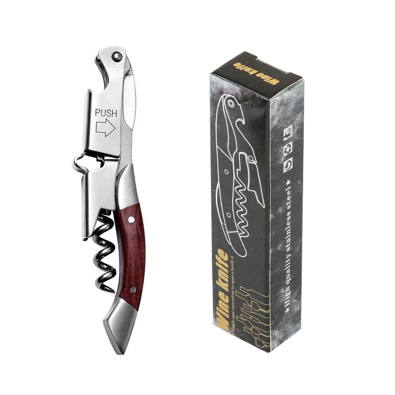 Red Wine Bottle Opener Stainless Steel Multifunctional Haima Knife Beer Opener Portable Wine Knife Starter Home High-endJD-07 color wood steel head flat handle wine knife JD-07 color wood steel head flat handle wine knife