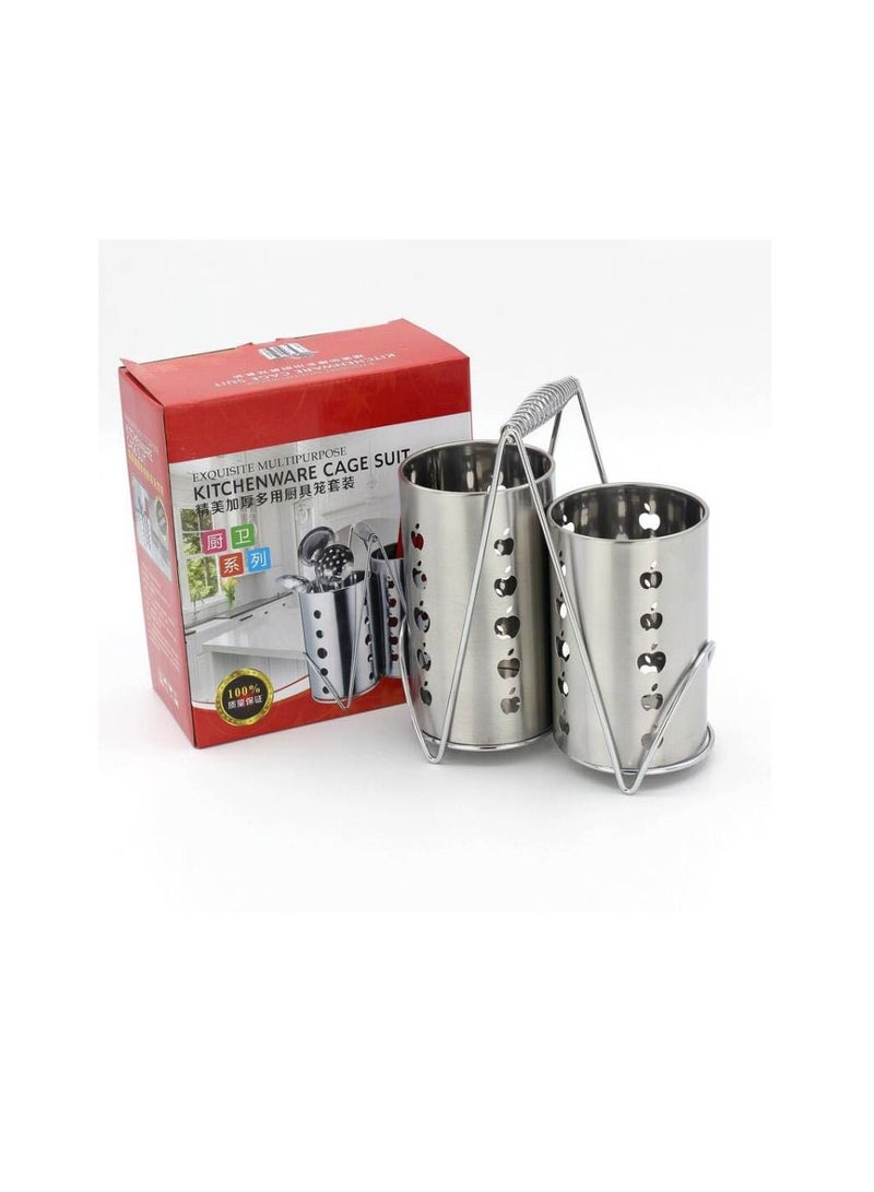 Multi-Shape 2 in 1 Stainless Steel Kitchen Utensil Holder - Image 2