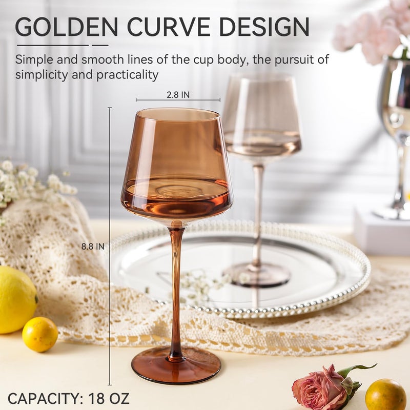 Cyrelwing Colored Wine Glasses Set of 6-18ozã€Hand Blownã€‘Crystal Colorful Wine Glasses with Stem-Muticolor Wine Glass Wedding gift set for wine lovers Red White Wine Dinner - Image 5