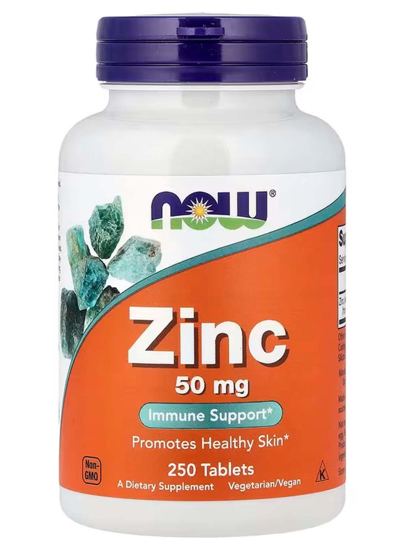 now Zinc 50 mg – 250 Tablets – Dietary Supplement for Immune, Skin Hair Support - Image 1