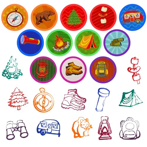 Cinrobiye 24 Pcs Happy Camper Stampers for Boys Girls Camping Adventure Birthday Party Supplies Favors Classroom Rewards Carnival Prizes Goodie Bag Pinata Fillers for Campfire Tent Hiking Party - Image 5