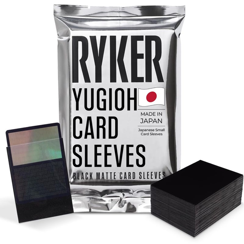 Ryker Sleeves Japanese Size Matte Card Sleeves Designed for Yu-Gi-Oh, Cardfight Vanguard and Other TCGs (100 Pack, Black) - Image 1