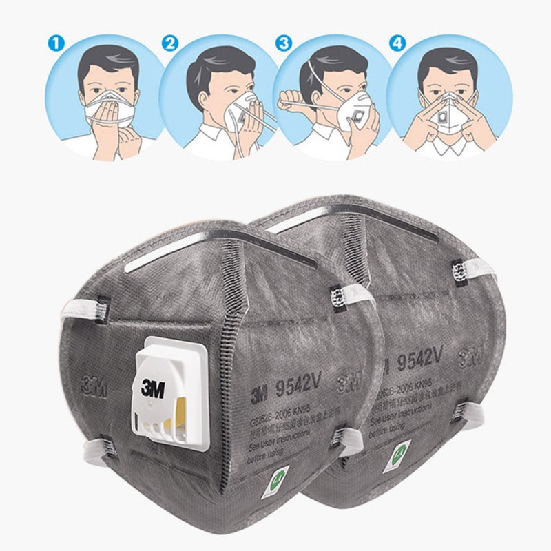 KN95 Respirator 1PC Grey - 95% Filtration Efficiency With Exhalation Valve Smog Mask - Adjustable Nose Clip Foldable Breathable Mask for Industrial Dusty Operations, PM2.5 Protection - Image 2