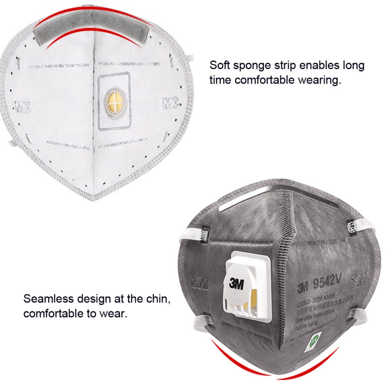 KN95 Respirator 1PC Grey - 95% Filtration Efficiency With Exhalation Valve Smog Mask - Adjustable Nose Clip Foldable Breathable Mask for Industrial Dusty Operations, PM2.5 Protection - Image 4