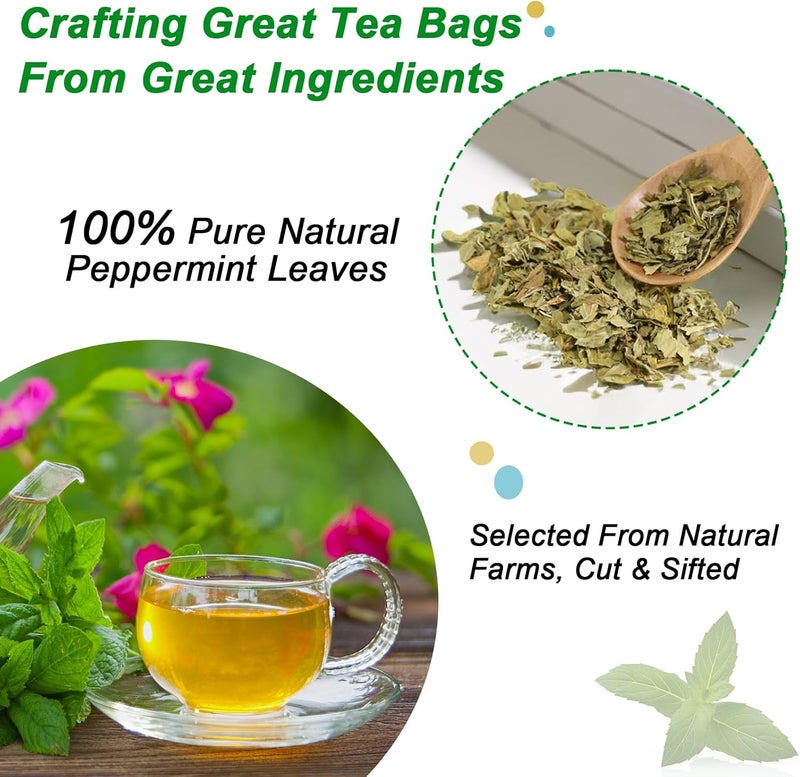 FullChea Peppermint Tea Bags - 50 Count - Caffeine-Free Herbal Tea for Refreshing Flavor and Digestive Aid - Image 2