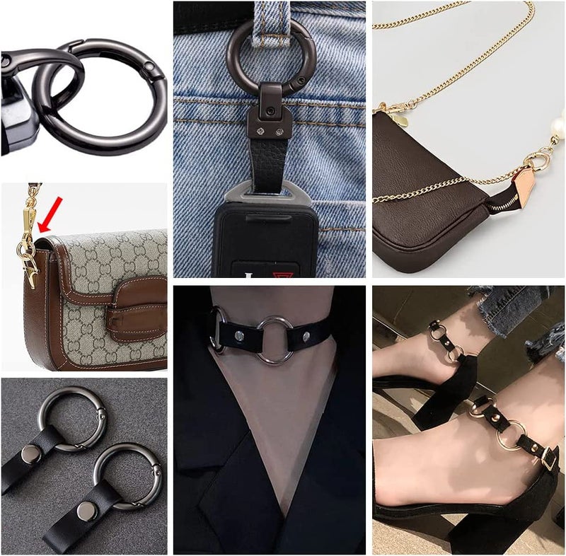 PH PandaHall PH PandaHall 16 Pcs Spring O Ring Round Carabiner Snap Clip Hook Trigger Spring Keyring Buckle 4 Styles for Bags Purses Keychain Platinum - Image 5