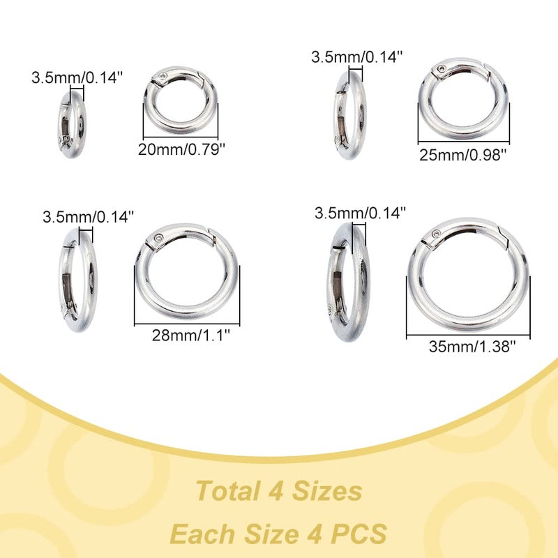 PH PandaHall PH PandaHall 16 Pcs Spring O Ring Round Carabiner Snap Clip Hook Trigger Spring Keyring Buckle 4 Styles for Bags Purses Keychain Platinum - Image 4