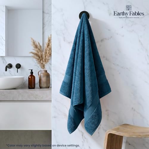 Earthy Fables Premium Bath Towel - 100% Combed Cotton, 600 GSM, Ultra Soft, Quick Dry and Highly Absorbent for Home, Travel and Acne-Prone Skin, 150 x 70 cm, Dark Teal - Image 2