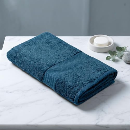 Earthy Fables Premium Bath Towel - 100% Combed Cotton, 600 GSM, Ultra Soft, Quick Dry and Highly Absorbent for Home, Travel and Acne-Prone Skin, 150 x 70 cm, Dark Teal - Image 1