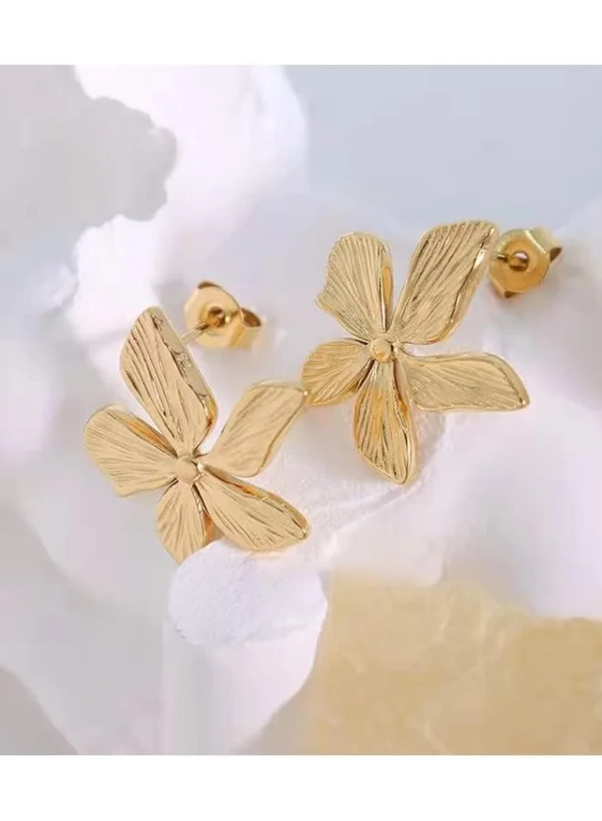 لي كوبر أقراط نسائية مطلية بالذهب من الفولاذ المقاوم للصدأ