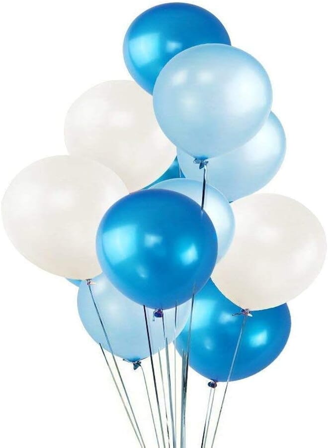 Secret 100Pack 12" White & Dark Blue & Light Blue Balloons, Valentines Day Party Decorations, Helium Balloons Thick Latex Balloon for Party Supplies