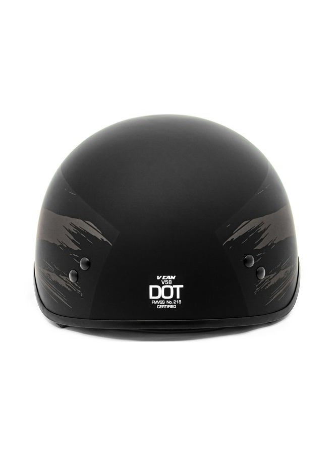 VCAN Cruiser Solid Flat Black Half Face Motorcycle Helmet with Drop-Down Sun Visor, Removable Peak and Quick Release Buckle (Star Trail, Large) - Image 4