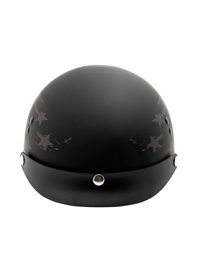 VCAN Cruiser Solid Flat Black Half Face Motorcycle Helmet with Drop-Down Sun Visor, Removable Peak and Quick Release Buckle (Star Trail, Large) - Image 5