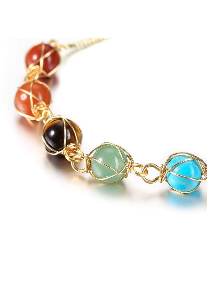 erorex Chakra Bracelets For Women 8Mm Yoga Beaded Bracelets For Boys Girls Mens Adjustable 7 Chakras Crystals And Healing Stones Bracelets 14K Gold Wire Wrapped - Image 3