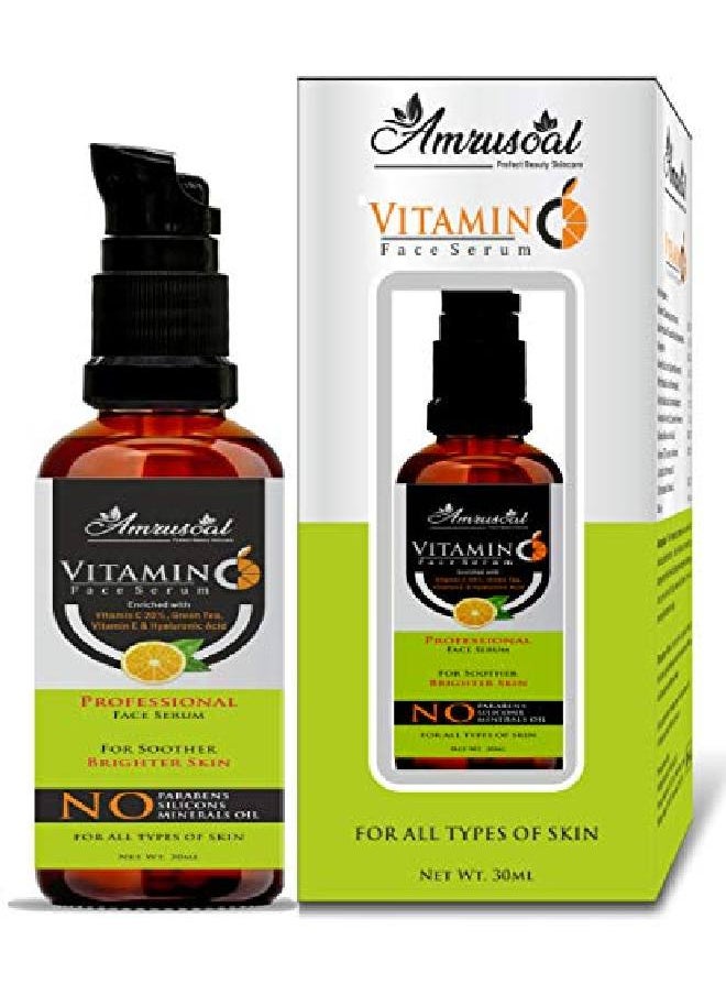 AMRUSOAL - Vitamin C Face Serum for Face Pigmentation Whitening Radiant Skin Anti Acne & Anti Aging serum | Soother & Brighten Skin | Collagen Booster | Wrinkle Reducer | Fairness 30 ml - Image 1