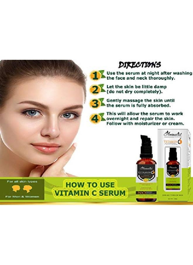 AMRUSOAL - Vitamin C Face Serum for Face Pigmentation Whitening Radiant Skin Anti Acne & Anti Aging serum | Soother & Brighten Skin | Collagen Booster | Wrinkle Reducer | Fairness 30 ml - Image 1