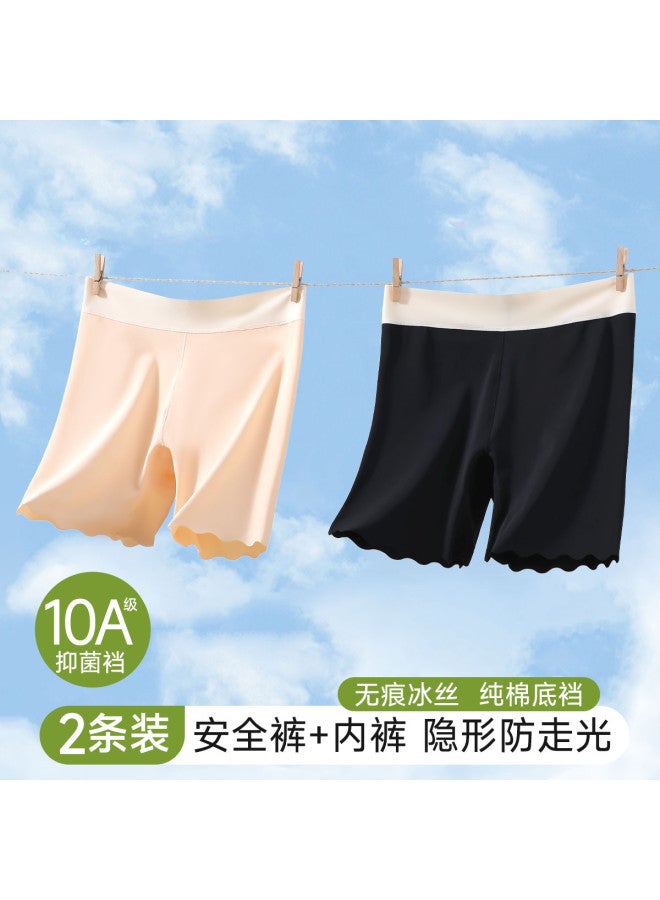 MIIOW طقم من 2 شورتات داخلية من الحرير الجليدي الشفاف بدون seams مع حواف متباينة لخريف - Image 3