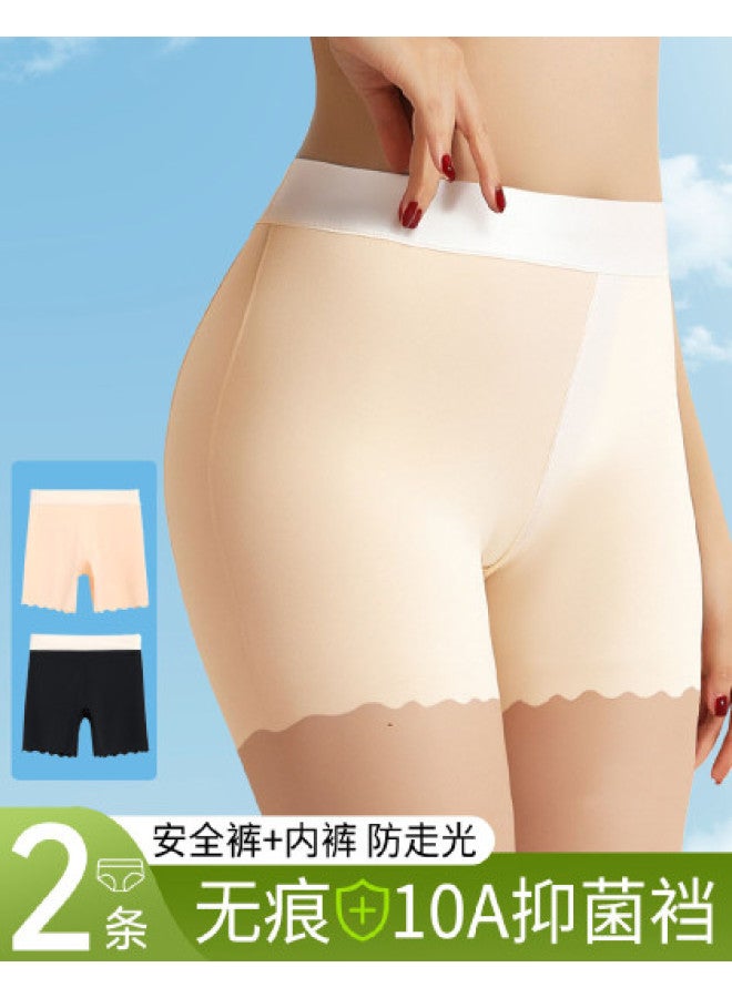 MIIOW طقم من 2 شورتات داخلية من الحرير الجليدي الشفاف بدون seams مع حواف متباينة لخريف - Image 1